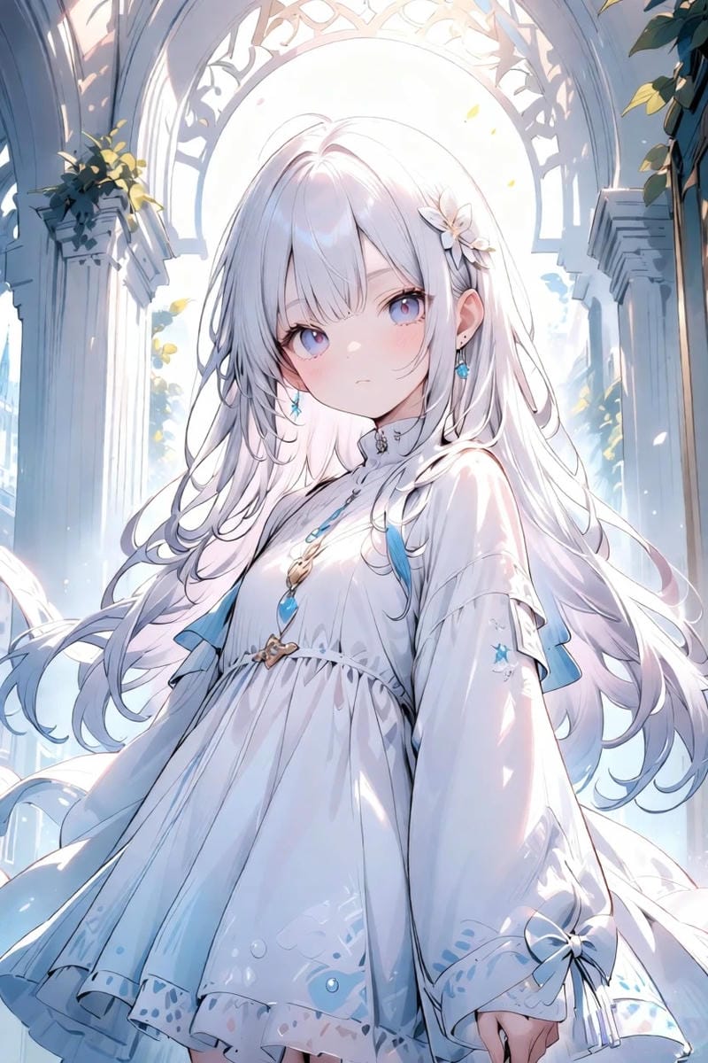 Anime girl tóc trắng phong thái bí ẩn