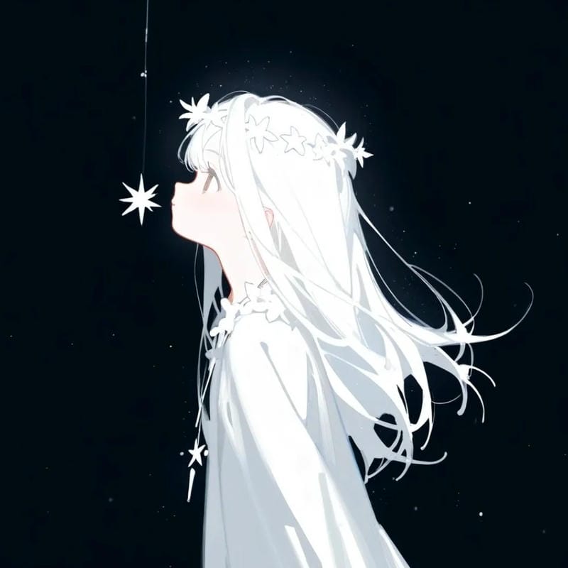 Anime girl tóc trắng vẻ đẹp lạnh