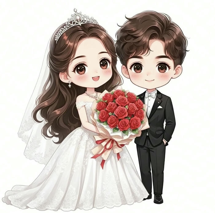 Bức hình cưới chibi sinh động