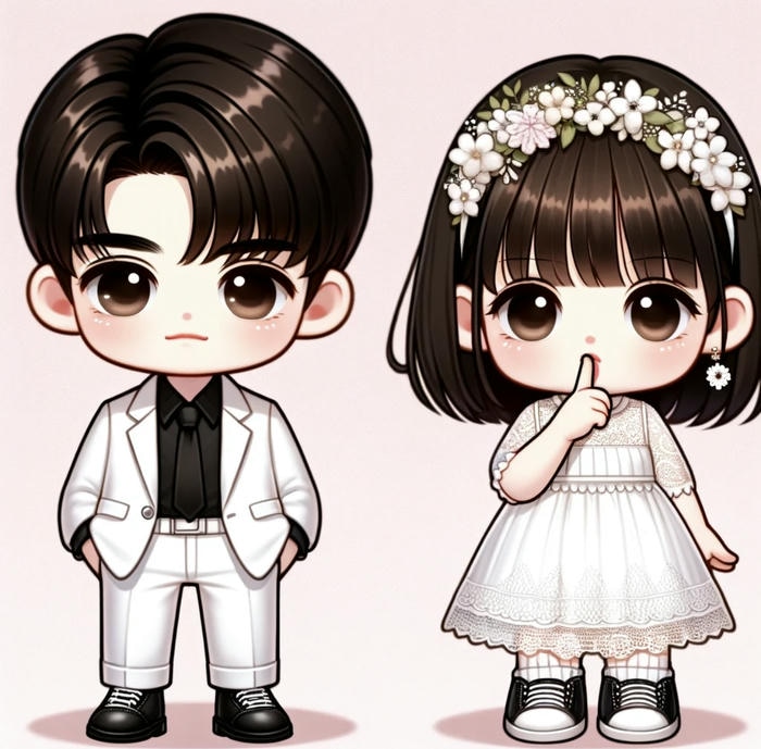 Cặp đôi chibi cưới tinh nghịch