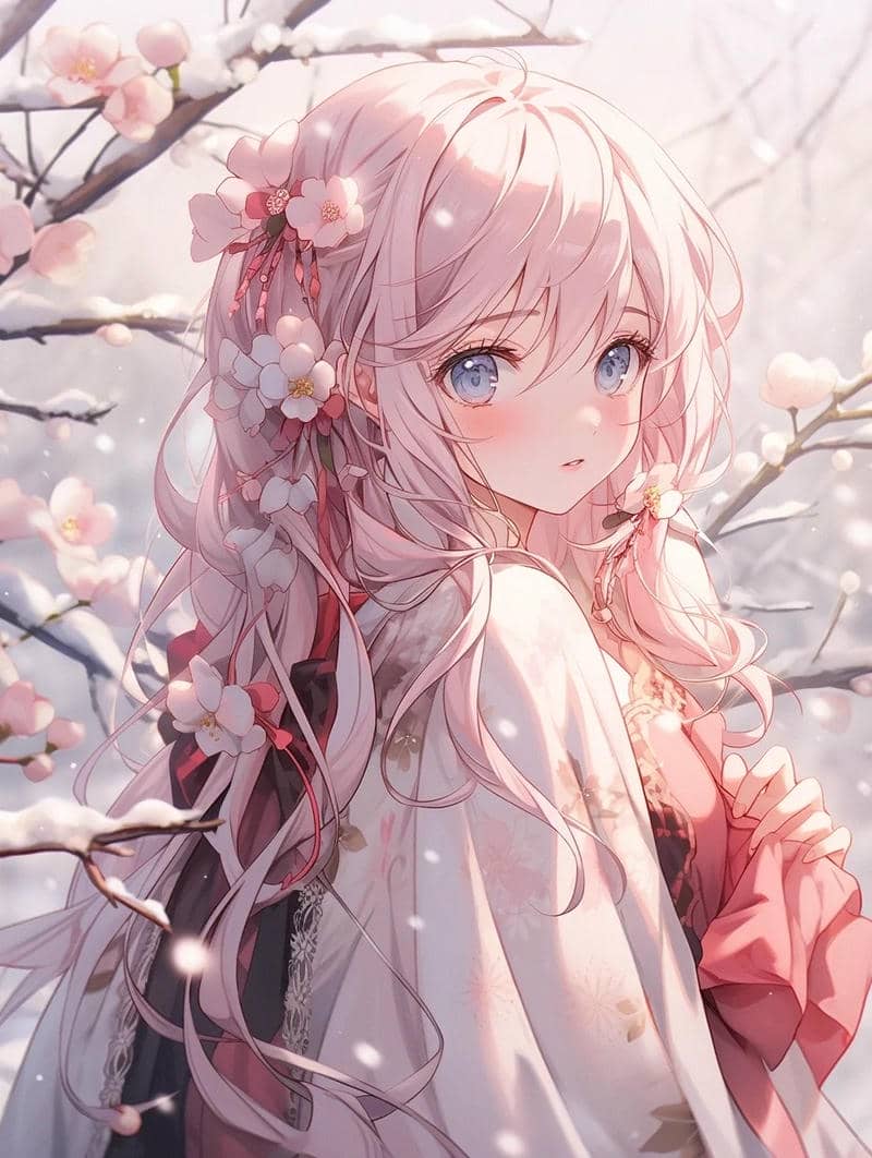 Hình ảnh anime nữ cổ trang nền nếp