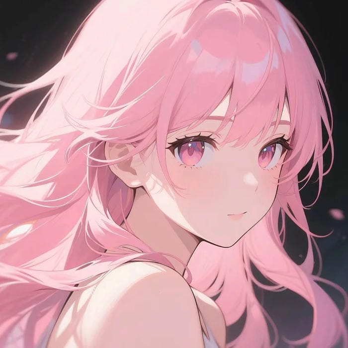Hình ảnh anime nữ tóc hồng nhẹ nhàng