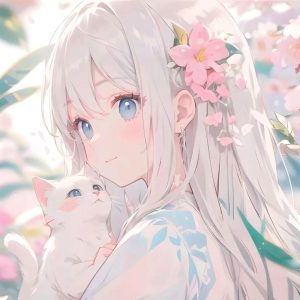 Hình ảnh anime nữ tóc trắng bí ẩn