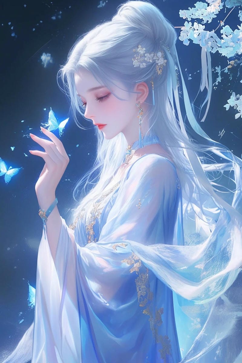 Hình ảnh anime nữ tóc trắng cuốn hút