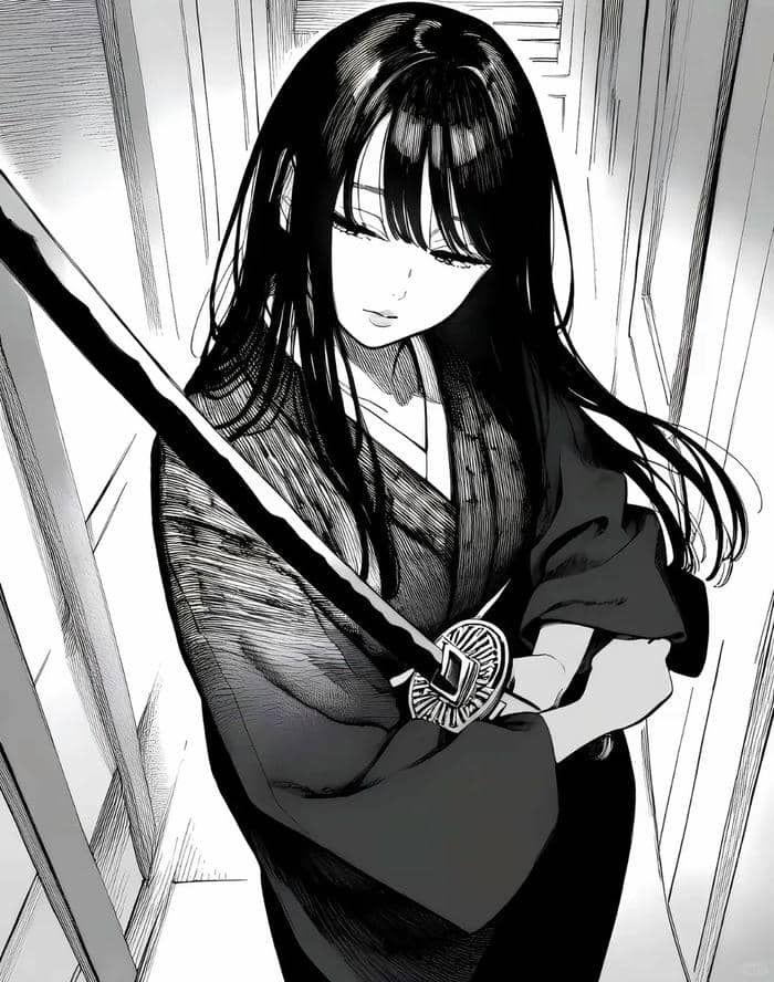 Hình ảnh anime nữ trắng đen sâu