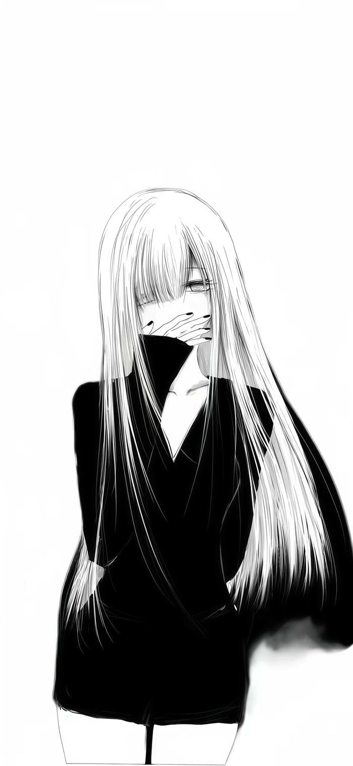 Hình ảnh anime nữ trắng đen tinh tế