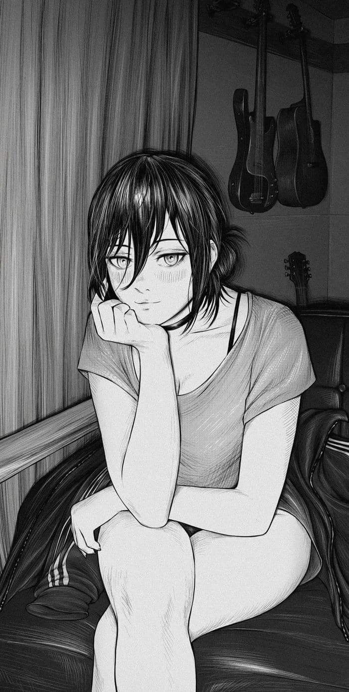 Hình ảnh anime nữ trắng đen trữ tình