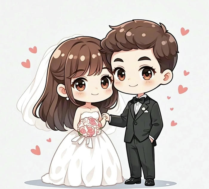 Hình ảnh chibi cưới trong trẻo mơ mộng