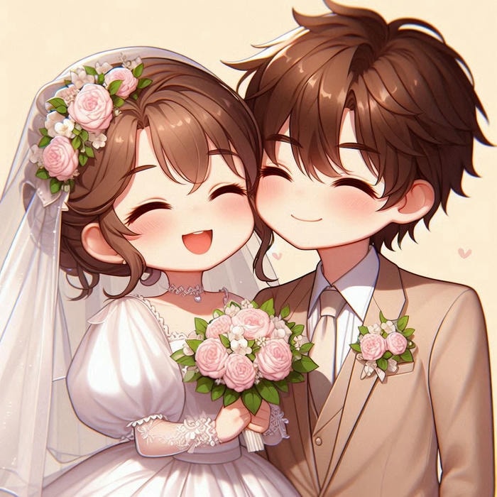 Hình ảnh chibi cưới vui vẻ tinh nghịch