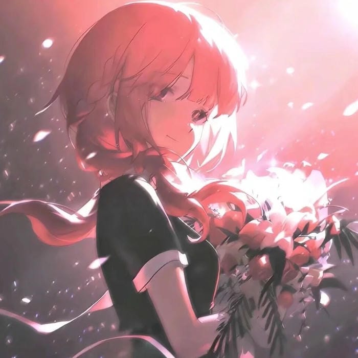 Hình anime nữ tóc hồng tinh nghịch