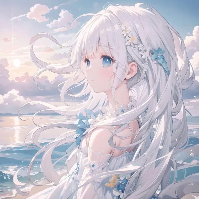 Hình anime nữ tóc trắng cá tính mạnh