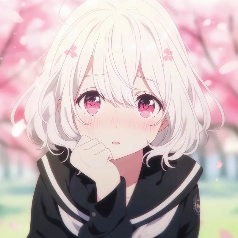 Hình anime nữ tóc trắng nhẹ nhàng