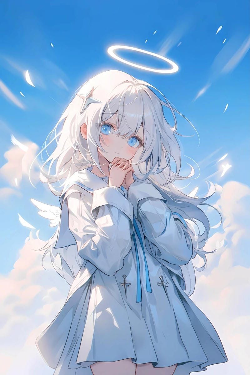 Hình anime nữ tóc trắng thần thái cao