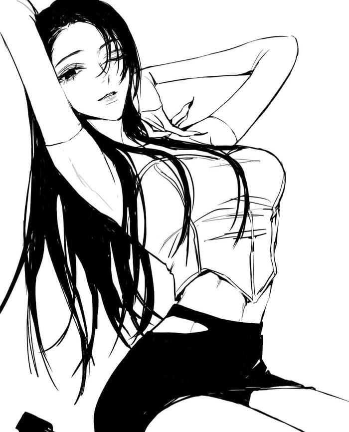 Hình anime nữ trắng đen mang cảm xúc