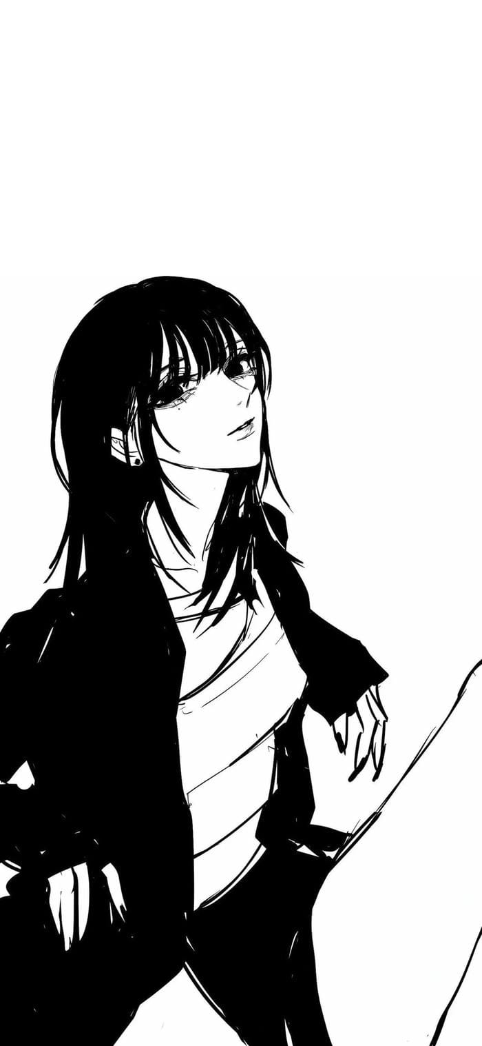 Hình anime nữ trắng đen nghệ sĩ