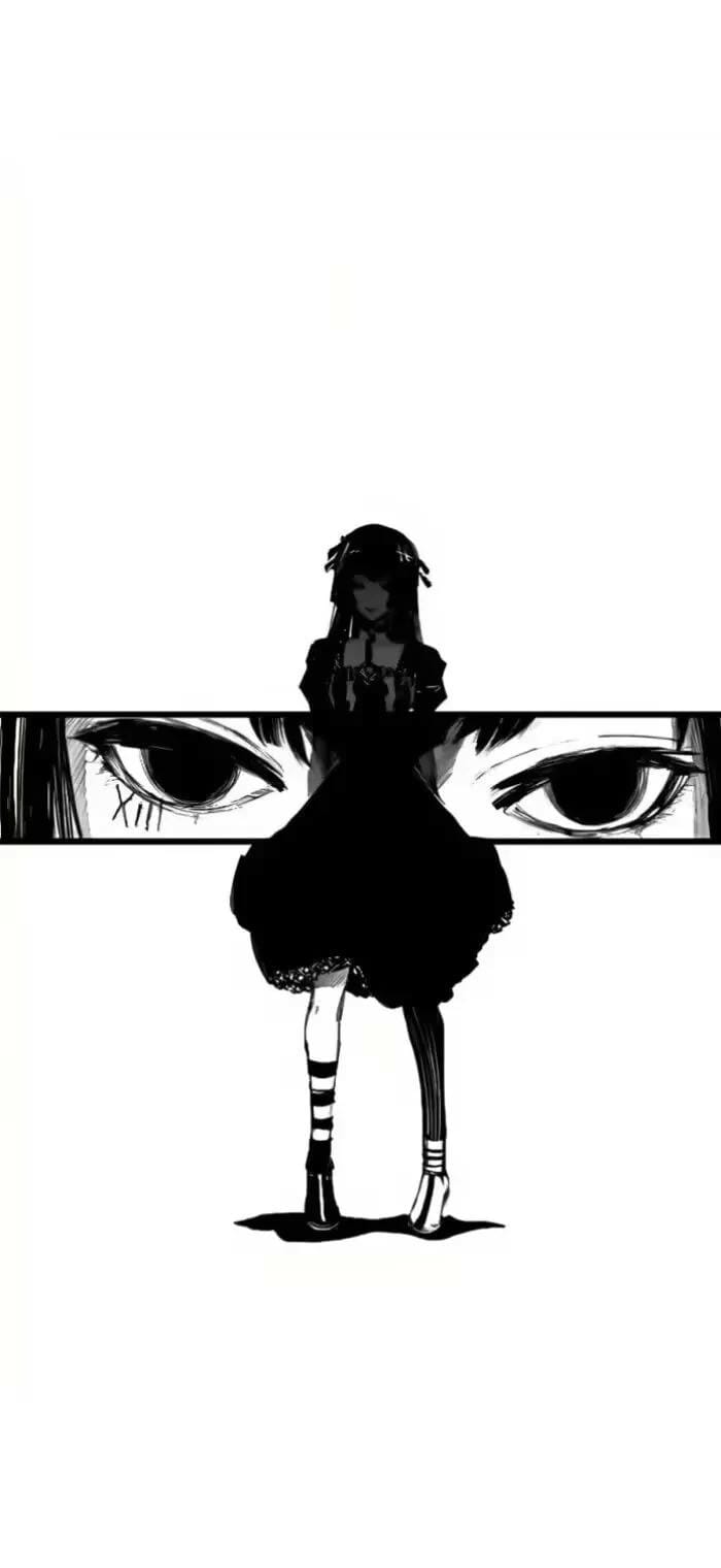 Hình anime nữ trắng đen phong thái buồn