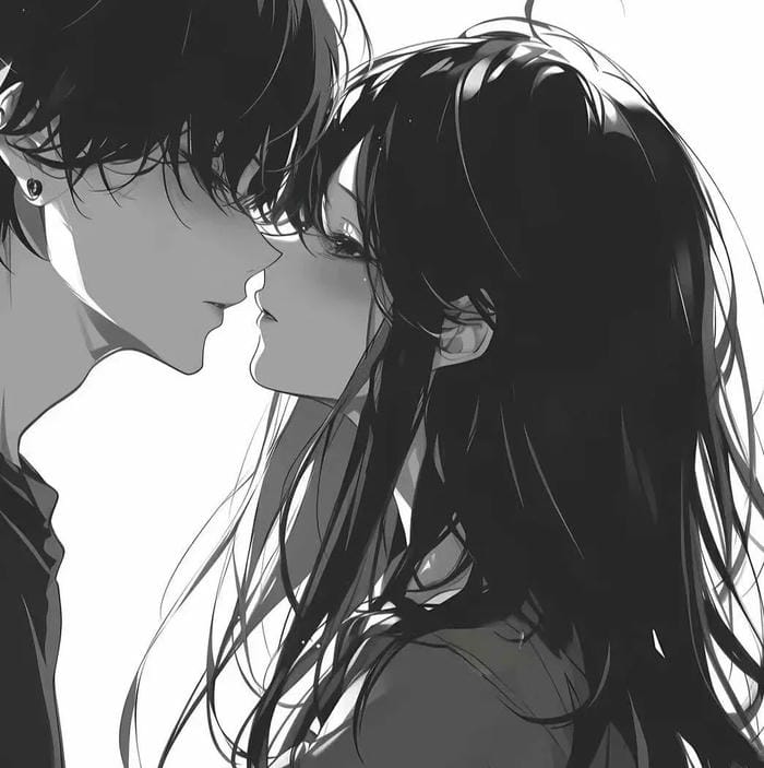 Hình anime nữ trắng đen trầm lắng