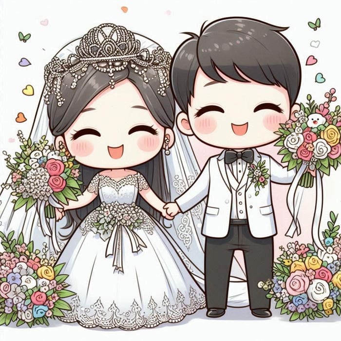 Hình chibi cưới nhí nhảnh vui nhộn