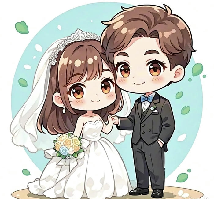 Hình cưới chibi lãng mạn cổ tích