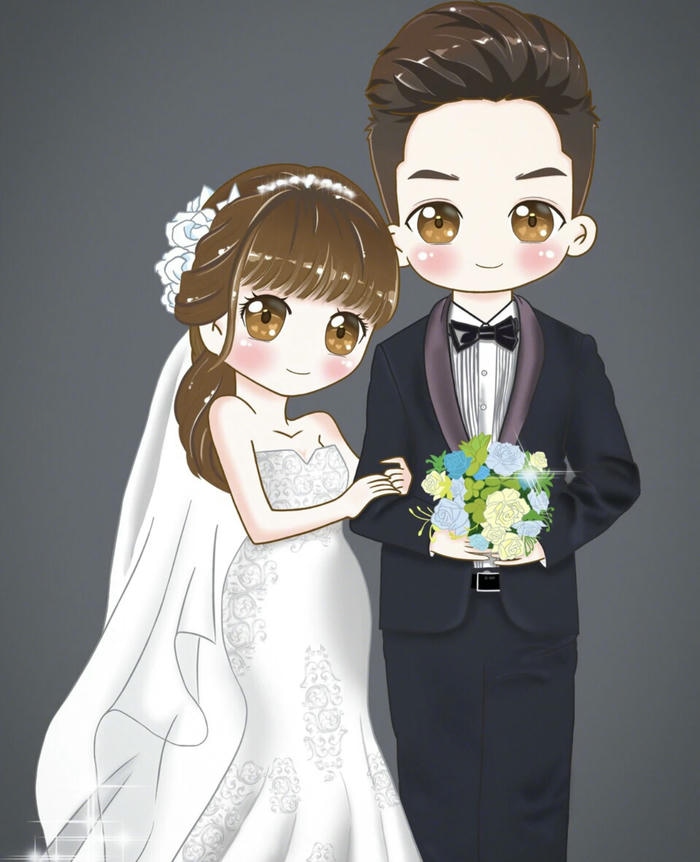 Hình cưới chibi yêu thương bền lâu