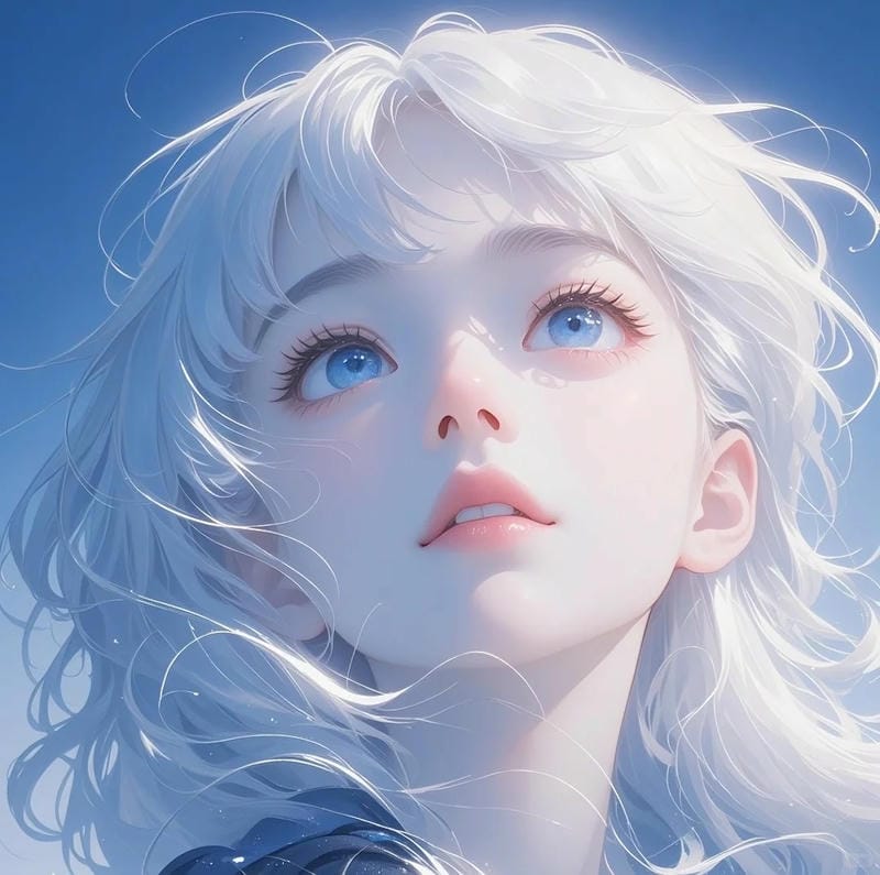 Nhân vật anime girl tóc trắng độc đáo