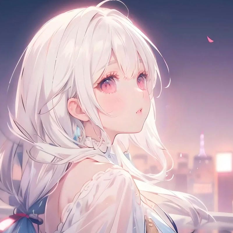 Nhân vật anime girl tóc trắng khác biệt