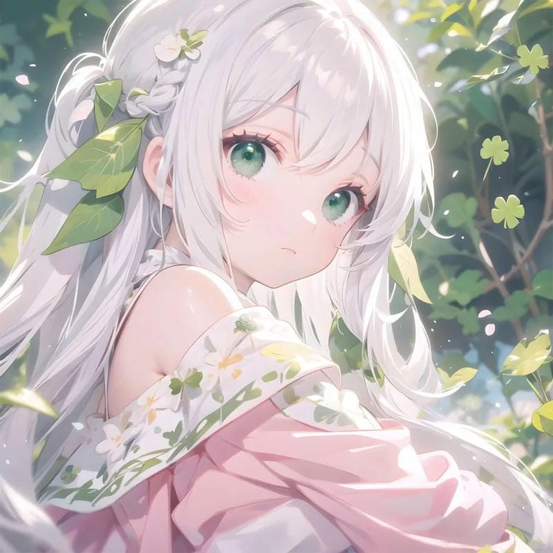 Nhân vật anime girl tóc trắng tinh khôi