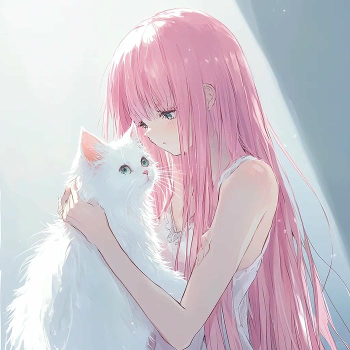 Nhân vật anime nữ tóc hồng cá tính