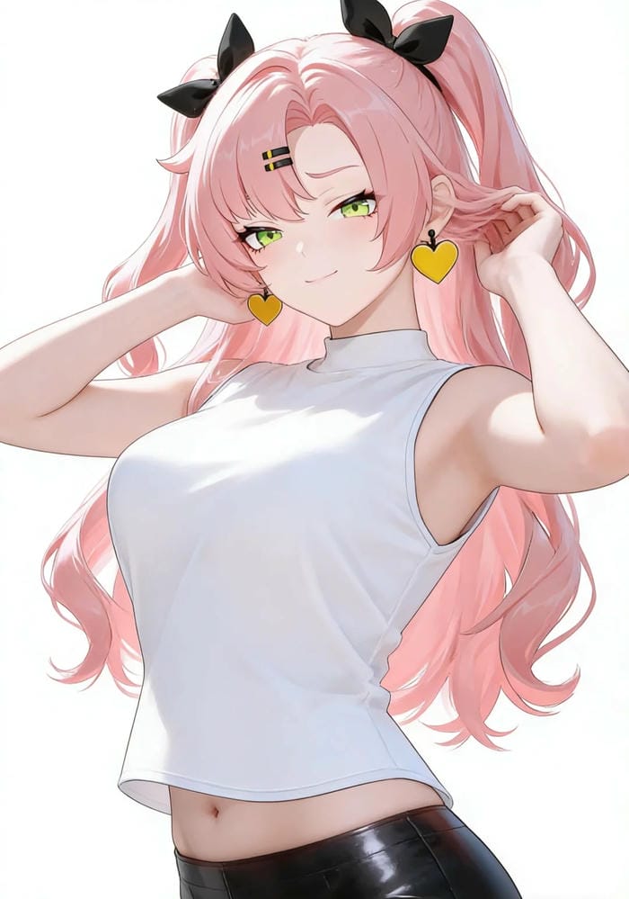 Nhân vật anime nữ tóc hồng xinh xắn