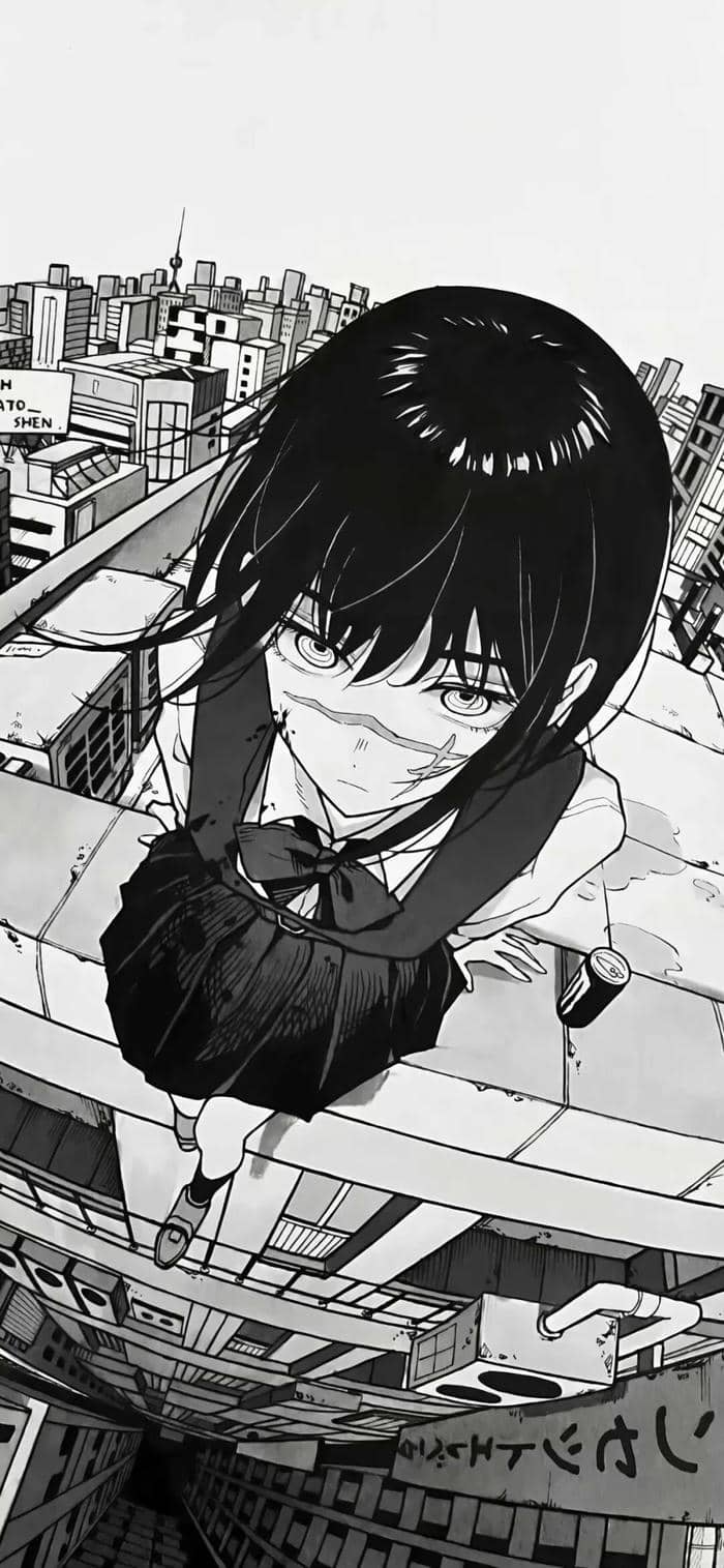 Nhân vật anime nữ trắng đen nghệ thuật