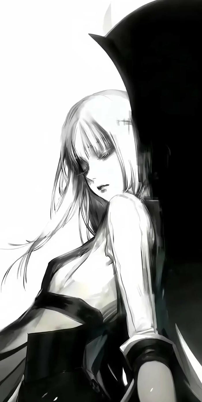 Nhân vật anime nữ trắng đen tinh khôi