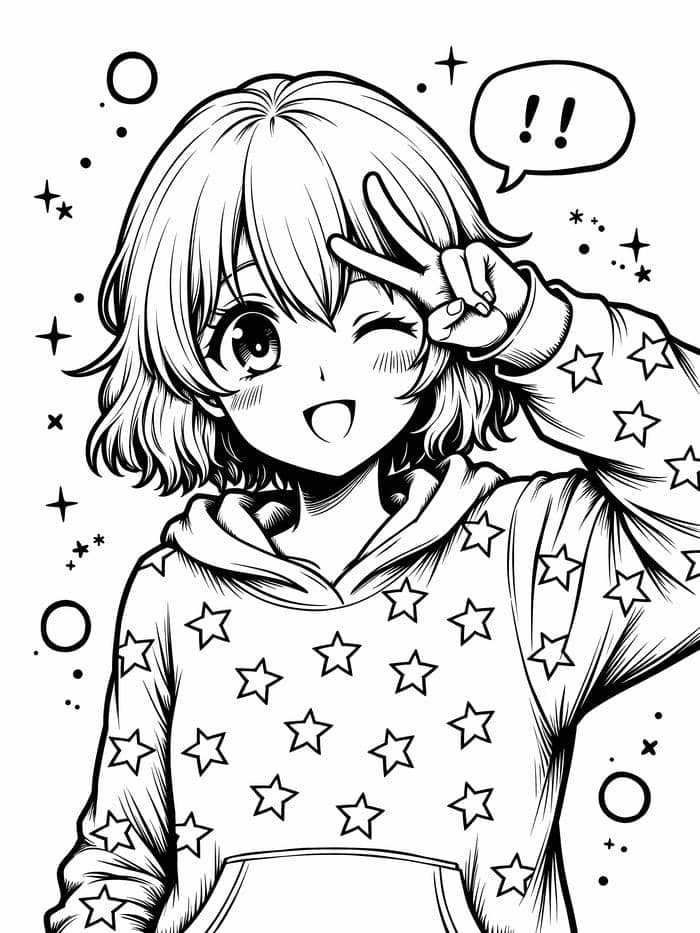 Nhân vật anime nữ trắng đen tinh tế