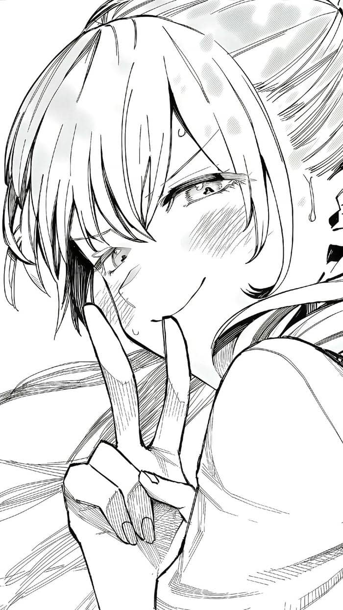 Nhân vật anime nữ trắng đen u buồn