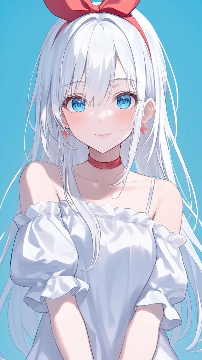 ảnh anime girl tóc trắng nét 4k