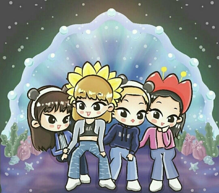 ảnh blackpink chibi 4 cô gái hoạt bát