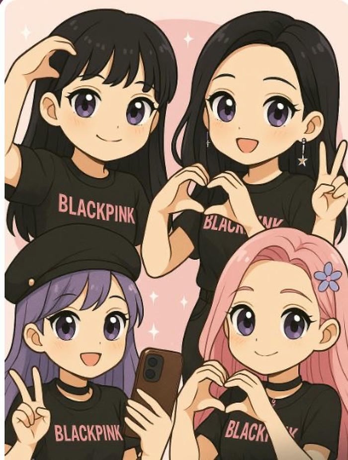 ảnh blackpink chibi biểu cảm dễ thương