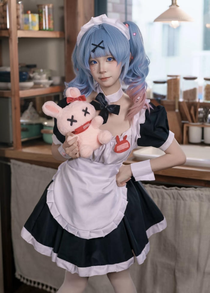 cosplay maid outfit trắng đen
