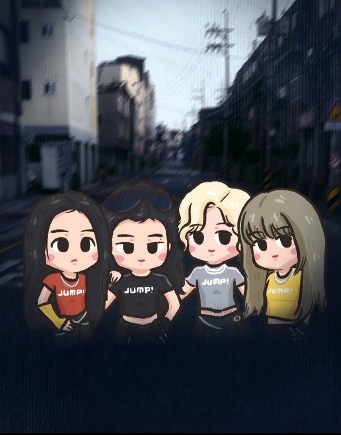hình ảnh blackpink chibi 4 người vui vẻ