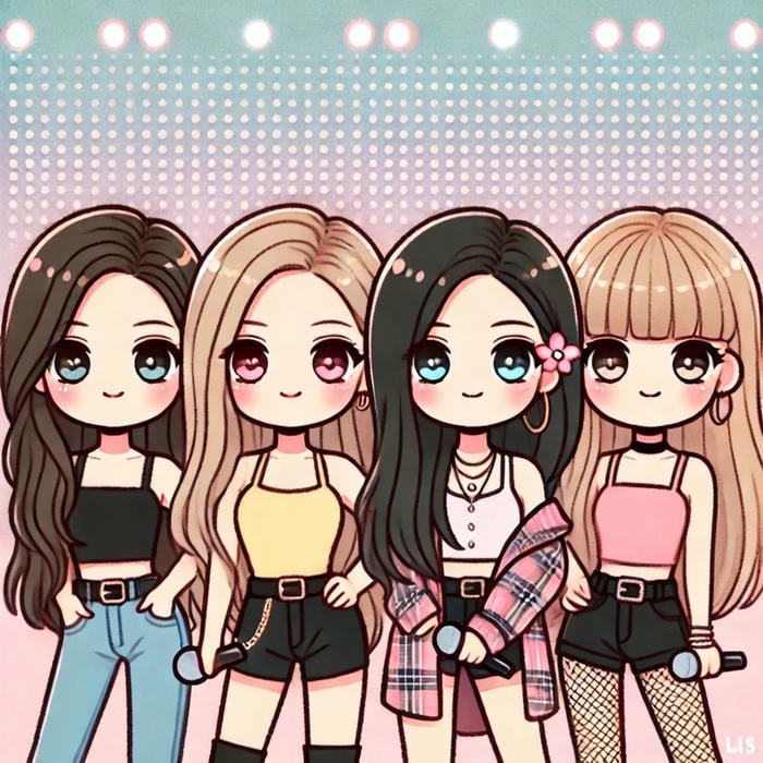 hình ảnh blackpink chibi đang biểu diễn