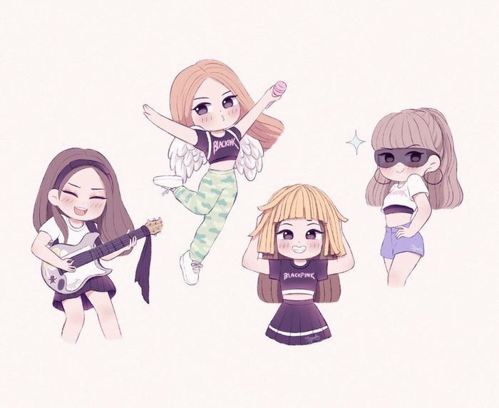 hình ảnh blackpink chibi nhảy nhót sinh động