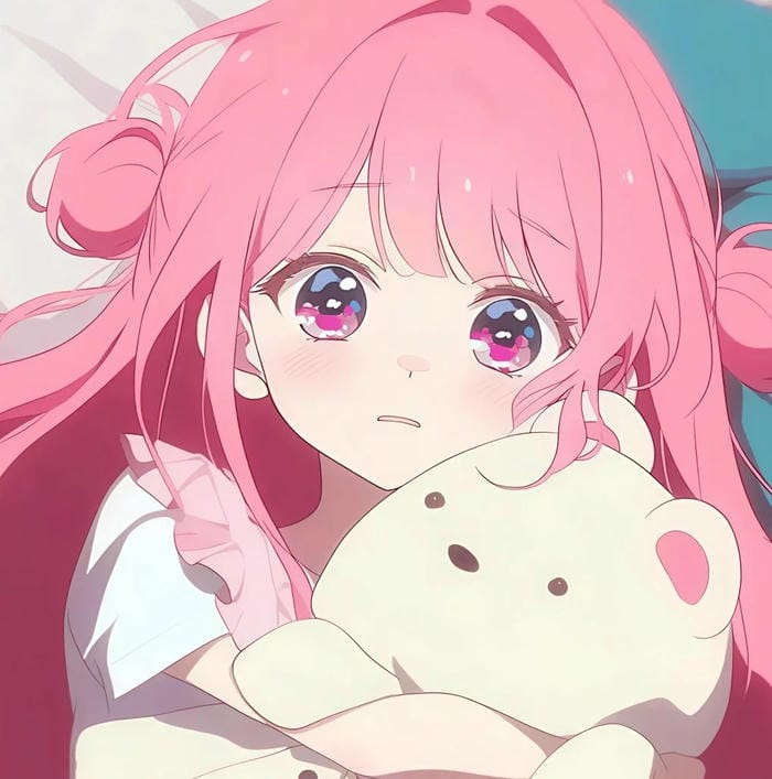 hình anime girl ôm gấu