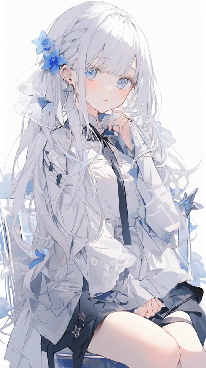 hình anime girl tóc dài mượt