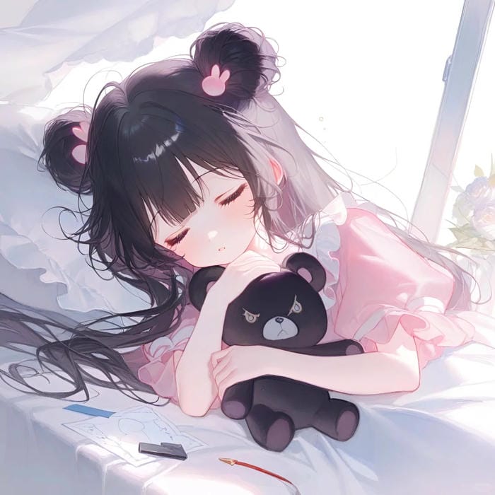 hình anime nữ nằm giường