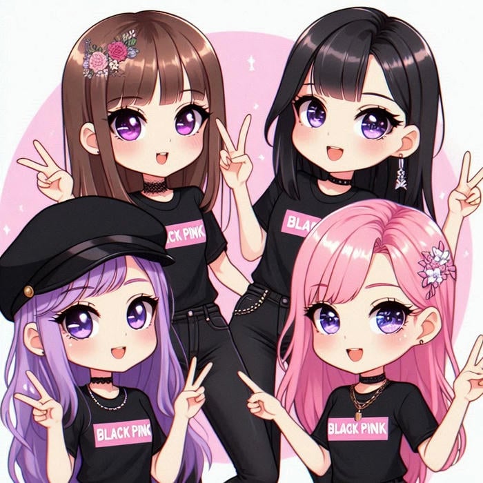 hình blackpink chibi minh họa đáng yêu