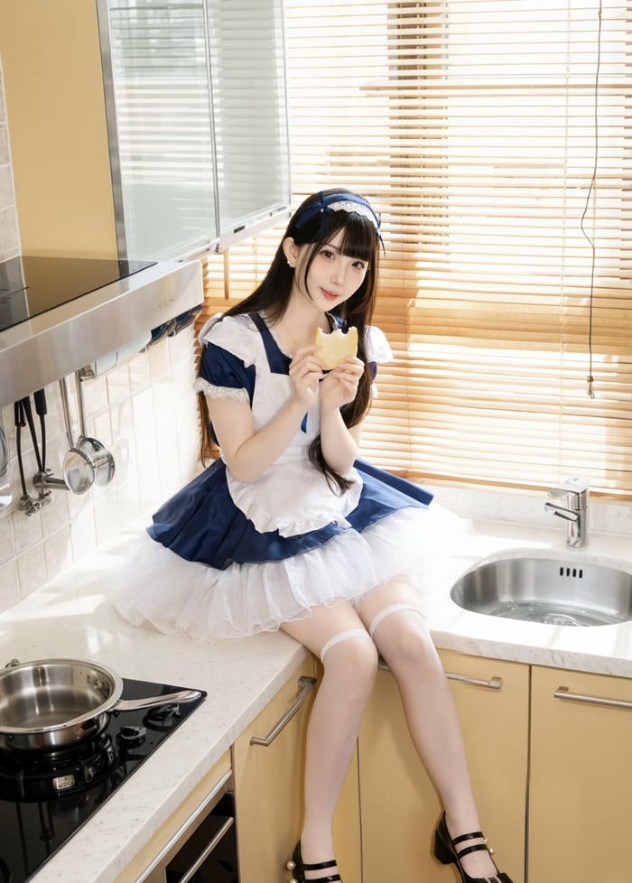 nữ cosplay trong outfit hầu gái