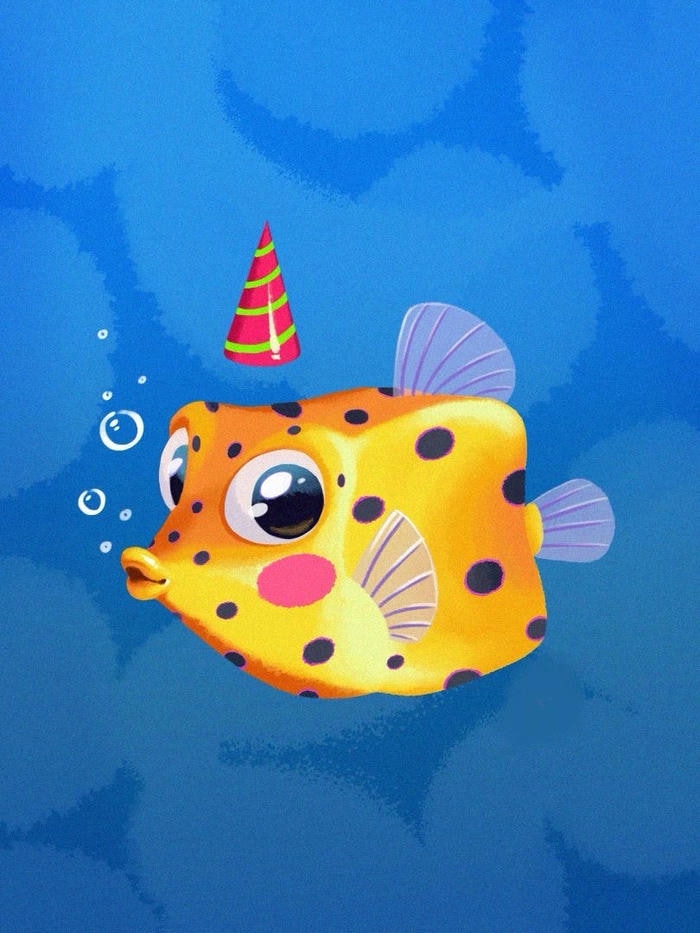 Ảnh cá chibi đáng yêu hình vẽ cá biển