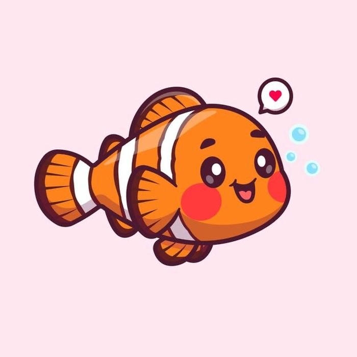 Ảnh cá chibi đáng yêu trong hình vẽ