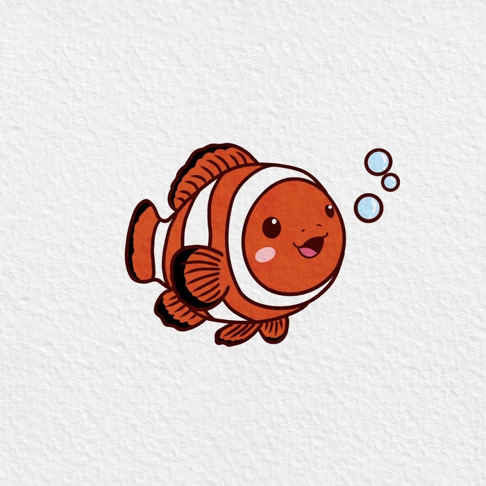 Ảnh cá hề chibi dễ thương trong hình vẽ