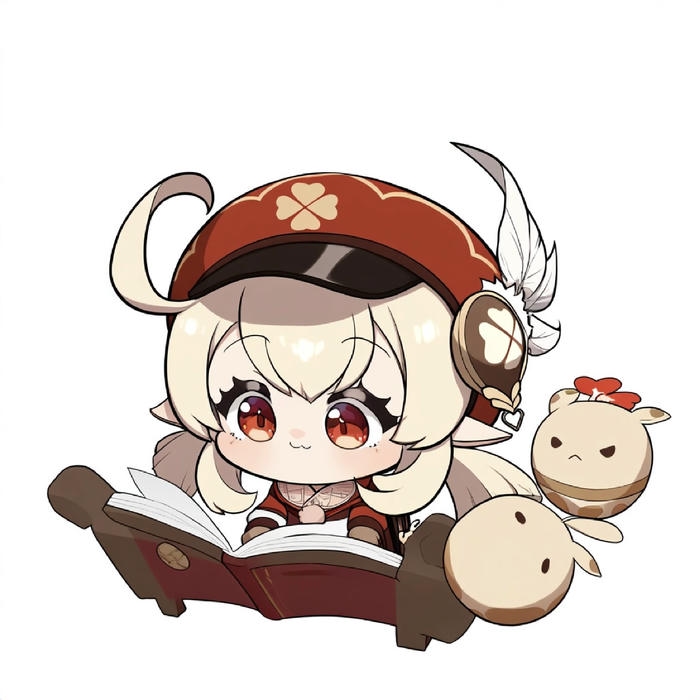 Bức hình anime chibi cô gái nhỏ đáng yêu nhẹ nhàng đọc sách