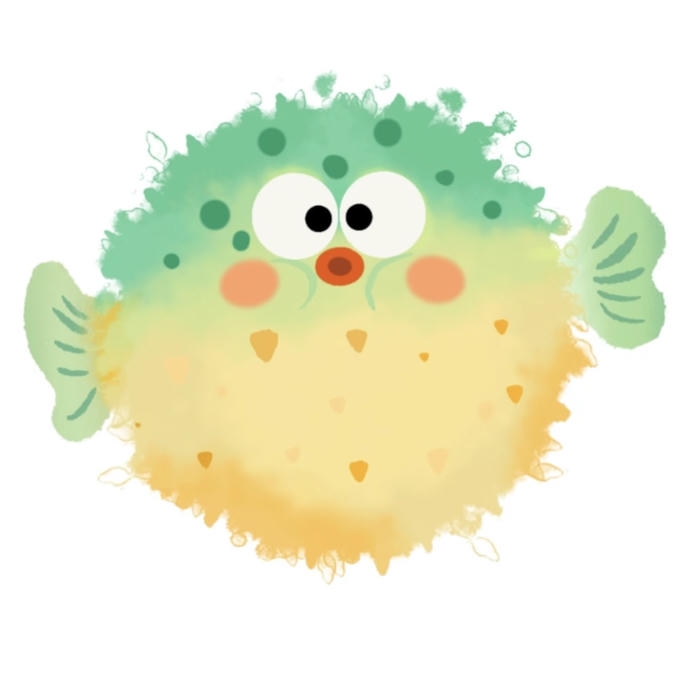 Hình ảnh cá chibi cute với đường nét mềm mại